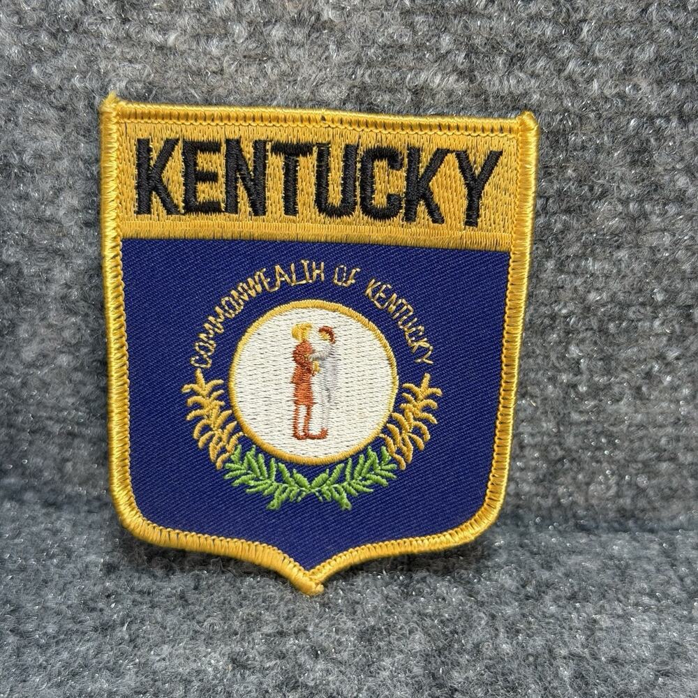 EMBROIDERED KENTUCKY STATE FLAG SHIELD PATCH Iron On Embroidered Badge Vintage